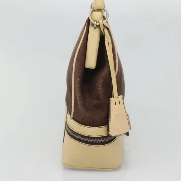 PRADA Shoulder Bag Canvas Leather Brown Silver Auth bs26588 - Picture 5 of 16